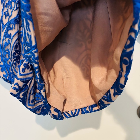 Lace blue/brown lined Backless Shorts Jumpsuit size XS-S - Picture 9 of 16